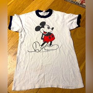 vintage 70s MICKEY MOUSE WALT DISNEY CARTOON RINGER t-shirt adult small
